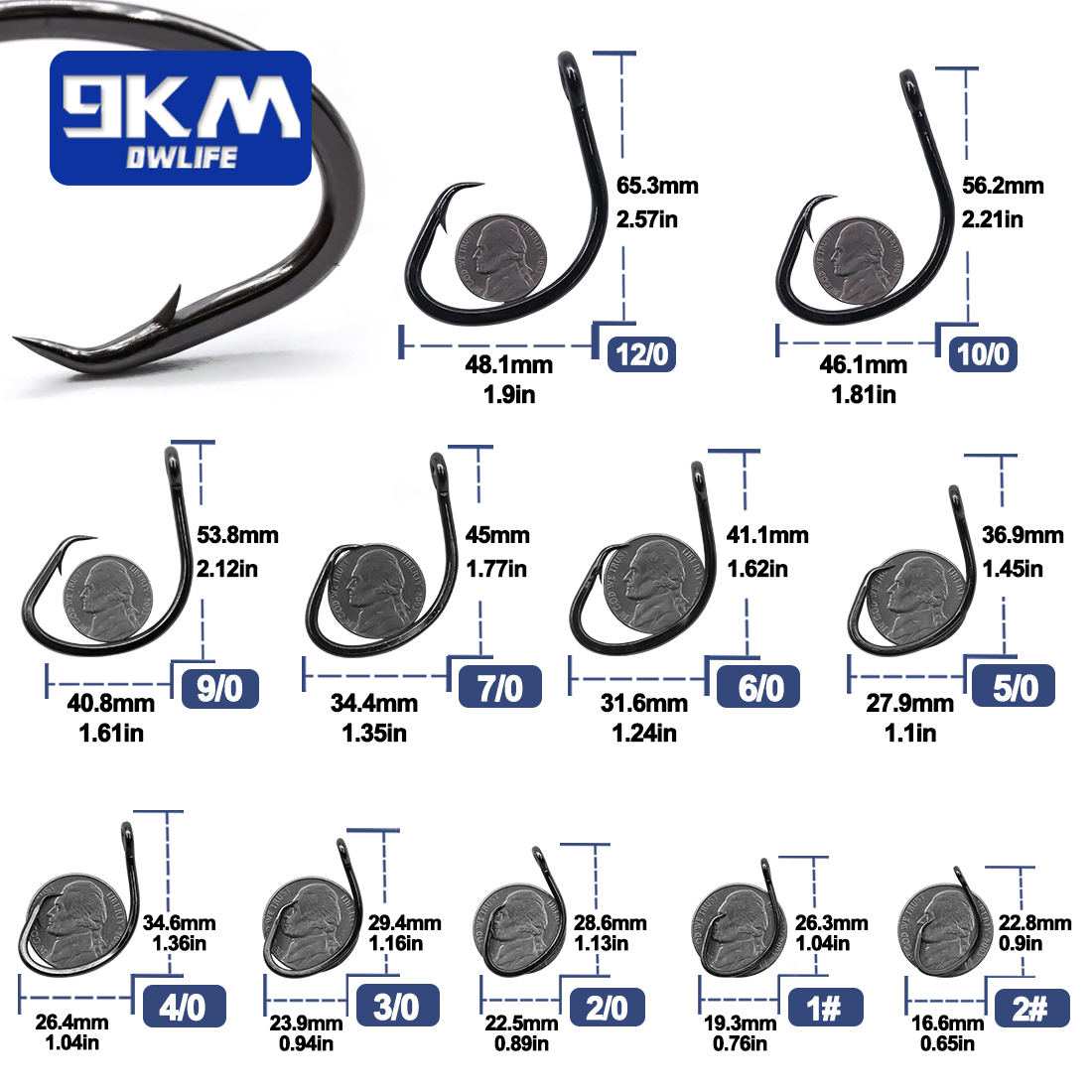9KM Cerchio Ganci 25 ~ 50 Pz A - Fishing Hook Circle recensione e prezzo