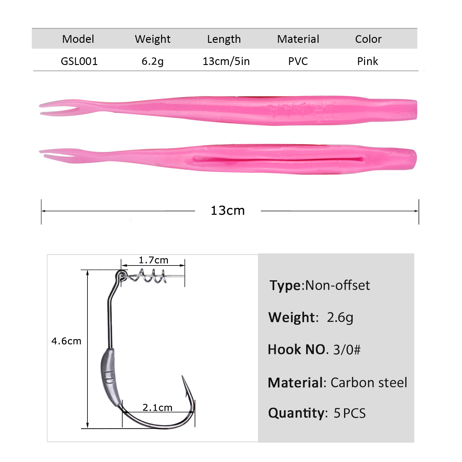 Goture Set di 5 Esche Morbide  - Fishing Hook Weedless recensione e prezzo