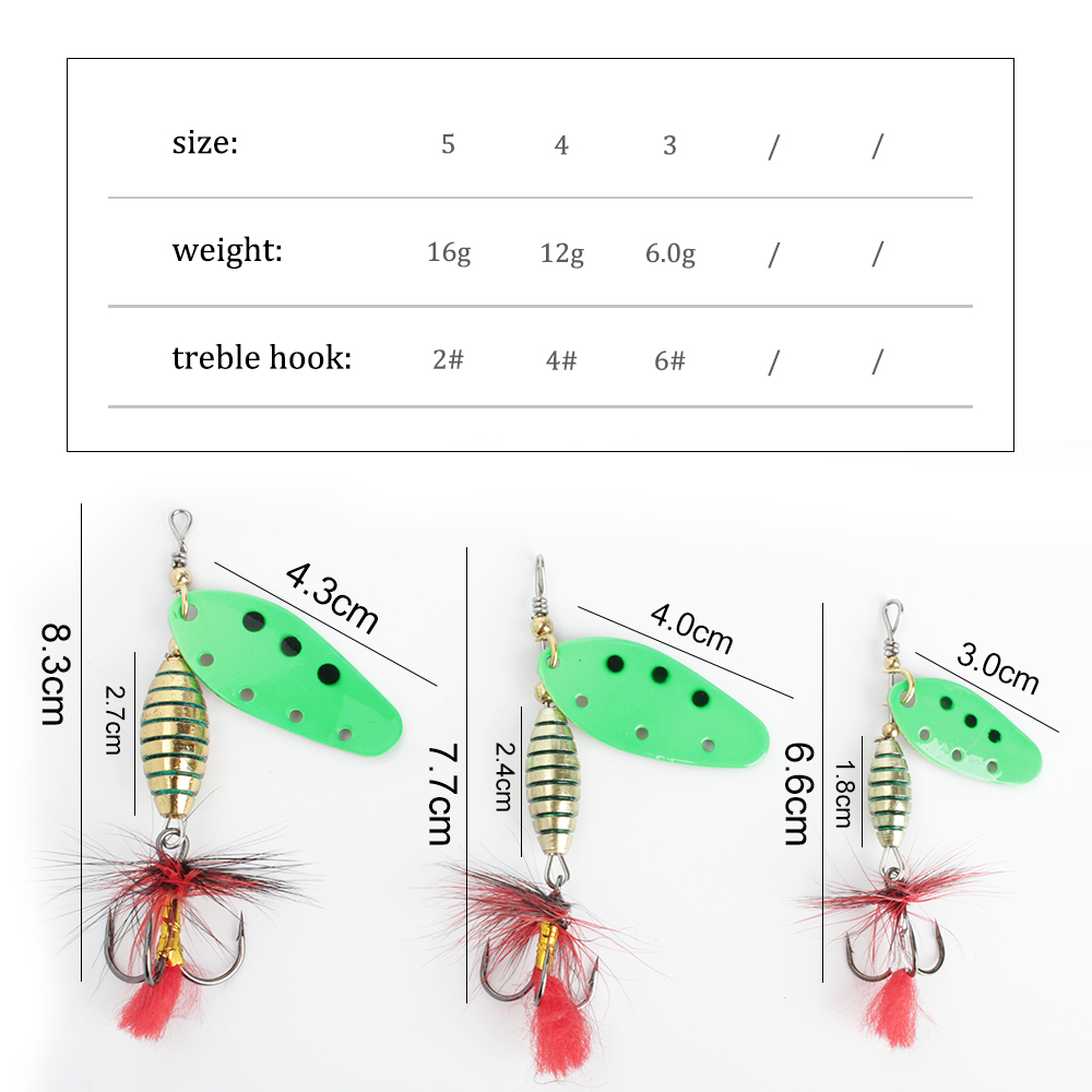 FTK 6g 12g 16g Spinner in meta - Fishing Hook Treble recensione e prezzo